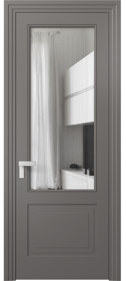 Дверь межкомнатная Рокка 8352 Матовый классический серый Прозрачное стекло с гравировкой "Каннелюры", триплекс Каскадный компланарный наличник МКЛС Цена 101090 ₽ Наличники уже входят в базовый комплект. Фабрика дверей Волховец 8 (800) 551 43 19 Межкомнатная дверь Рокка 8352 Матовый классический серый Прозрачное стекло с гравировкой "Каннелюры", триплекс Цена 101090 ₽ | Volhovec