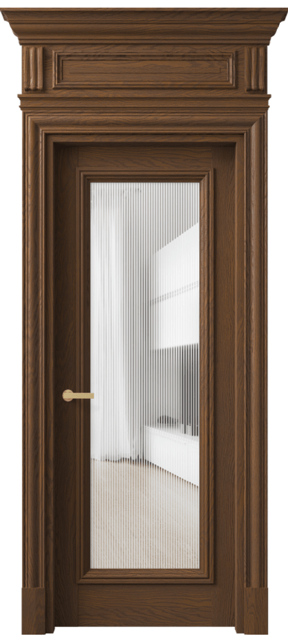 Межкомнатная дверь Антик 7300 Дуб каштановый матовый Рифлёное стекло "Дюна", триплекс Цена 295840 ₽ | Volhovec