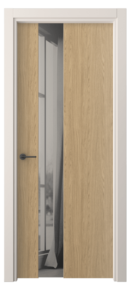 Межкомнатная дверь Фридом 4224 Жемчужный дуб Двустороннее серое зеркало, триплекс Цена 36539 ₽ | Volhovec