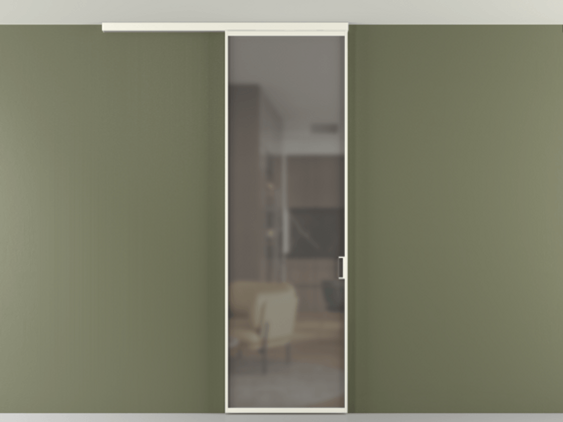 Перегородка Формато вдоль стены на потолок 1 створка АЛПР 040.01 Алюминий жемчужный Сатинированное серое стекло, триплекс Цена 96236 ₽ | Volhovec