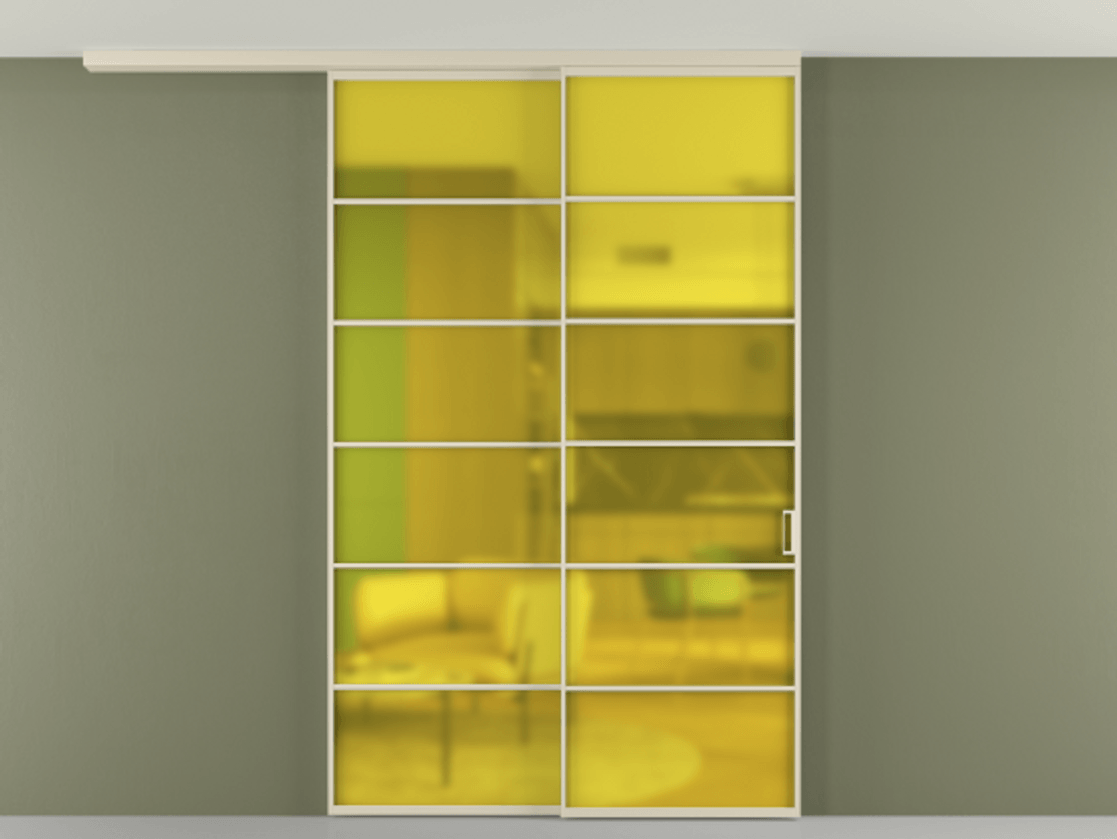 Перегородка Формато вдоль стены на потолок 2 створки с синхронным механизмом АЛПР 040.04 Алюминий бежево-серый Сатинированное жёлтое стекло, триплекс. Цена 291704 ₽ 1. Полотно 2 шт. (800/2100 мм)
2. Комплект установки раздвижной системы
3. Базовый комплект фурнитуры
4.Ручка Рондо. Фабрика дверей Волховец 8 (800) 551 43 19 Перегородка Формато вдоль стены на потолок 2 створки с синхронным механизмом АЛПР 040.04 Алюминий бежево-серый Сатинированное жёлтое стекло, триплекс Цена 291704 ₽ | Volhovec