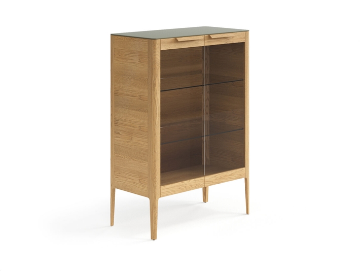 Мебель Витрина Пьега. Цвет Дуб пшеничный матовый. Материал Массив дуба матовый. Коллекция Витрина Пьега. Картинка.