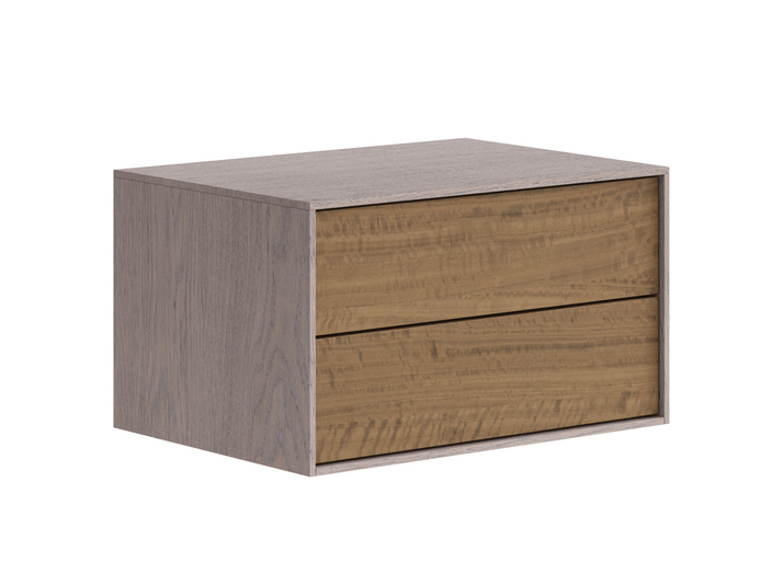 Мебель Тумба подвесная прикроватная Модуле 2 ящика. Цвет Дуб дымчатый. Материал Шпон ценных пород. Коллекция Тумба подвесная прикроватная Модуле 2 ящика. Картинка.