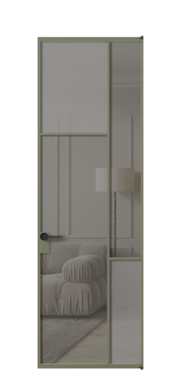 Межкомнатная дверь АЛПЛ041.10 АОТ Серый сатин матовое + Серый прозрачное. Цвет Алюминий оливковый тёмный. Материал Алюминий в эмали. Коллекция Мозаик. Фото. Дверь межкомнатная АЛПЛ041.10 АОТ Серый сатин матовое + Серый прозрачное. Цвет Алюминий оливковый тёмный. Материал Алюминий в эмали. Коллекция Мозаик. Картинка.