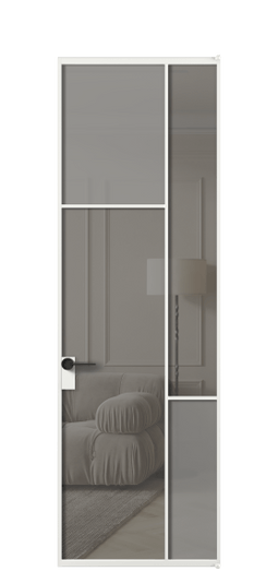 Межкомнатная дверь АЛПЛ041.10 АБЛ Серый сатин матовое + Серый прозрачное. Цвет Алюминий белоснежный. Материал Алюминий в эмали. Коллекция Мозаик. Фото. Дверь межкомнатная АЛПЛ041.10 АБЛ Серый сатин матовое + Серый прозрачное. Цвет Алюминий белоснежный. Материал Алюминий в эмали. Коллекция Мозаик. Картинка.