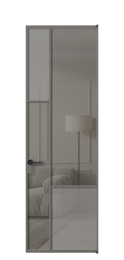 Межкомнатная дверь АЛПЛ041.13 АКЛС сатин матовое + Серый прозрачное. Цвет Алюминий классический серый. Материал Алюминий в эмали. Коллекция Мозаик. Фото. Дверь межкомнатная АЛПЛ041.13 АКЛС сатин матовое + Серый прозрачное. Цвет Алюминий классический серый. Материал Алюминий в эмали. Коллекция Мозаик. Картинка.