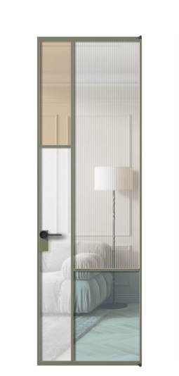 Межкомнатная дверь АЛПЛ041.13 АОТ 4 стекла. Цвет Алюминий оливковый тёмный. Материал Алюминий в эмали. Коллекция Мозаик. Фото. Дверь межкомнатная АЛПЛ041.13 АОТ 4 стекла. Цвет Алюминий оливковый тёмный. Материал Алюминий в эмали. Коллекция Мозаик. Картинка.