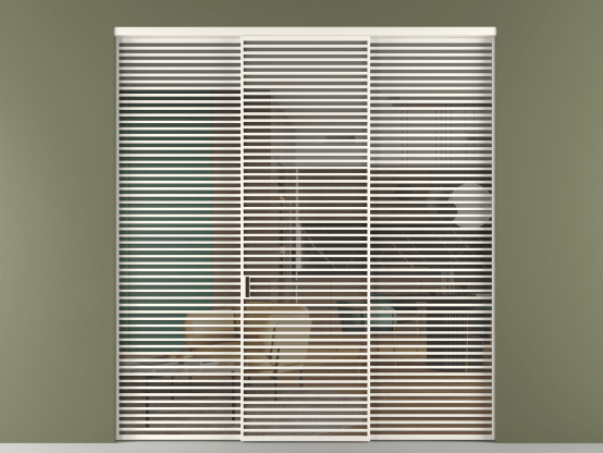 Алюминевая перегородка vn1+2_07_ Алюминий пудровый белый Серый прозрачное. Цвет Алюминий пудровый белый. Материал Алюминий в эмали. Коллекция Перегородка Формато внутри проёма 3 створки. Картинка.