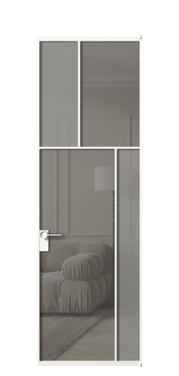 Межкомнатная дверь АЛПЛ041.23 БЕЛ Серый сатин матовое + Серый прозрачное. Цвет Алюминий Белый. Материал Алюминий. Коллекция Мозаик. Фото. Дверь межкомнатная АЛПЛ041.23 БЕЛ Серый сатин матовое + Серый прозрачное. Цвет Алюминий Белый. Материал Алюминий. Коллекция Мозаик. Картинка.