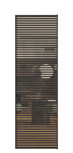 Дверь межкомнатная АЛПЛ040.06 ПРОЗ ОРАНЖ ЧЕР. Цвет Алюминий Черный. Материал Алюминий. Коллекция Формато. Картинка.