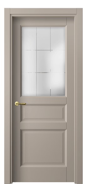 Дверь межкомнатная 1432 МБСК Сатинированное стекло лофт. Цвет Матовый бисквитный. Материал Гладкая эмаль. Коллекция Галант. Картинка.